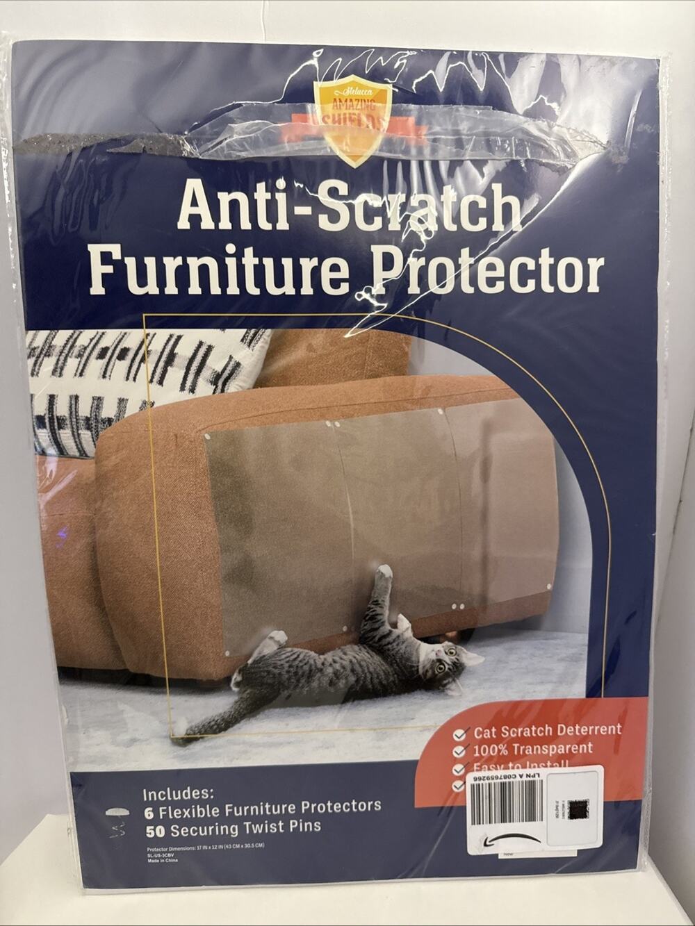Sofa Protectors from Pets - 6-Pack of 17-Inch x 12-Inch Cat Anti Scratch